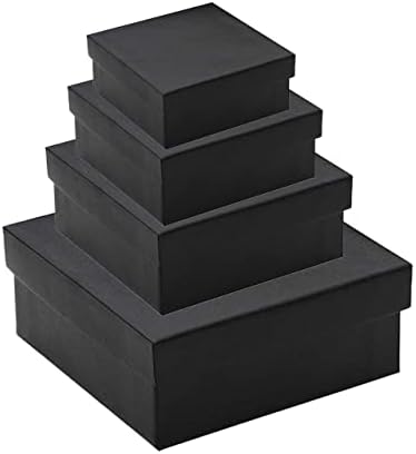 GIOYONIL Black Gift Boxes com tampa: conjunto de 4 quadros de tamanhos variados de tamanhos de ninho para festas de aniversário de dama de formatura de casamento Favory Favor Favor Favor Favor