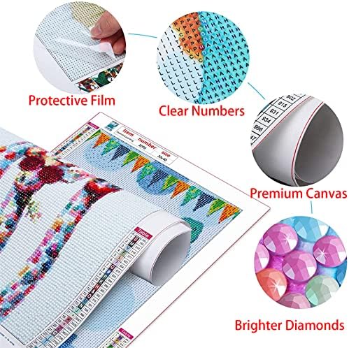 Kits de pintura de diamante para adultos, paisagem colorida Arte de diamante infantil Diy 5D Paint by números, drill