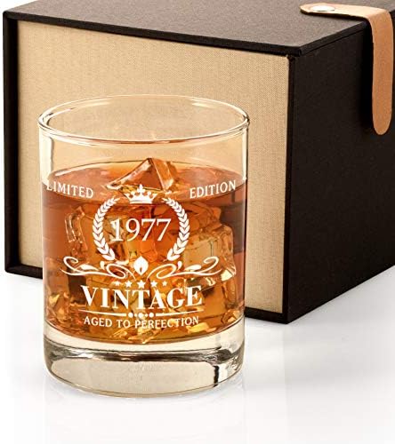 Triwol 1977 Presentes de 46º aniversário para homens, Glass de uísque vintage 46 presentes de aniversário para pai, filho,