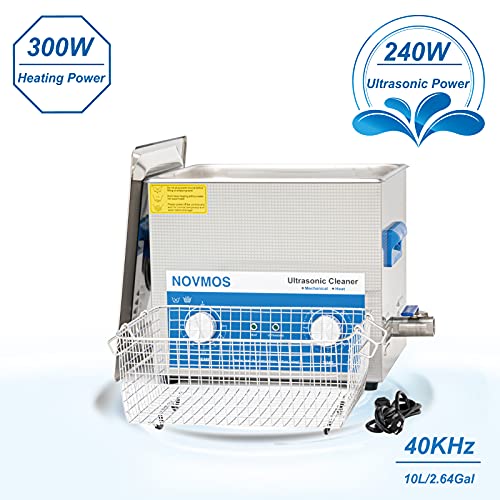 Limpador ultrassônico de NovMos com aquecedor e temporizador, máquina de limpeza ultrassônica de laboratório profissional 10L com
