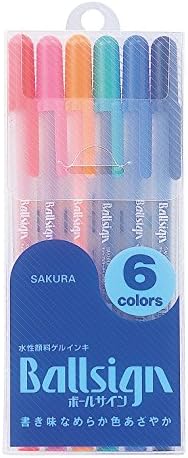 Caneta esferográfica de tinta em gel Sakura, sinal de bola 6 conjunto de cores