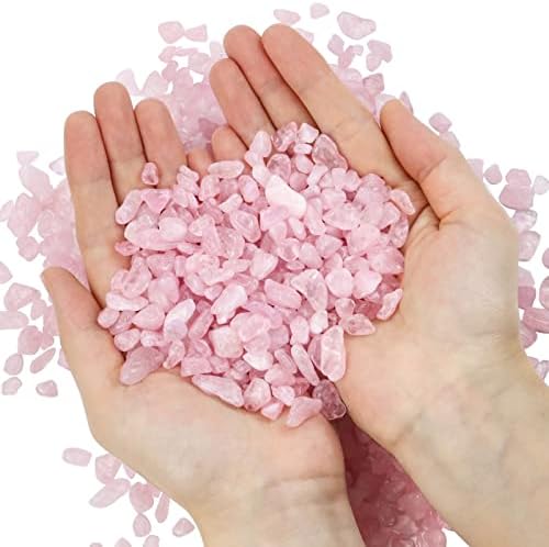 Twdrer 2lb/950g pequeno rosa clara rosa rosa chips caído chips esmagados em forma irregular de pedra cura de rocha reiki pedra preciosa para jóias que produzem jóias aquários de aquário Decoração de plantas