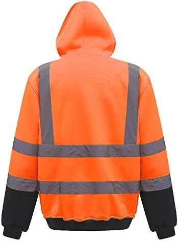 Wefeyuv High Visibility Ansi Classe 3 Trabalho de segurança com capuz Sweethirts Pullover para homens