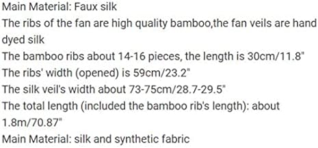 1,8m de ventilador de seda longa de 1,8m Mão esquerda Handle Belly Dance Fan Handmade Silk Fan Party Diy Decoration 7 Colors