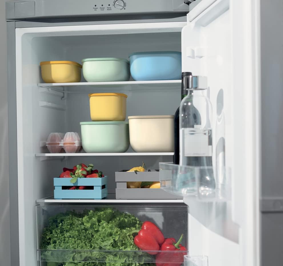 Guzzini Store & More Kitchen Active Design Conjunto de 3 recipientes herméticos para geladeira/freezer/forno de microondas, 19,5 x 19,5 x 9,5 cm, multicoloria
