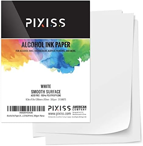 Papel de tinta de álcool branco e preto 50 folhas de papel pesado pixiss para tinta de álcool e aquarela, papel sintético A4 8x12 polegadas