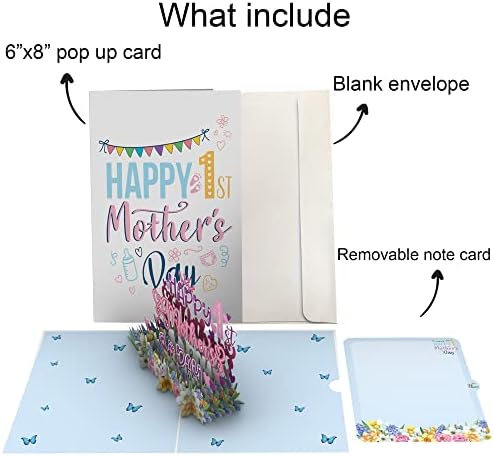 Pop -up Mothers Day Card por 22craft - Feliz Dia da Primeira Mãe Card 6 x 8 - Feliz Dia das Mães Pop -Up 3d Cartões de Greeting de Amor Foto para o 1º Dia das Mães Mãe, esposa, avó, ela, filha