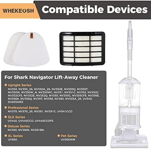 Vacuum Filter Replacement for Shark,1+3 Pack Whekeosh Filters for Shark Navigator Lift-Away NV350, NV351, NV352, NV355, NV357, NV370, NV391, UV440, UV490, UV540，- XFF350 XHF350