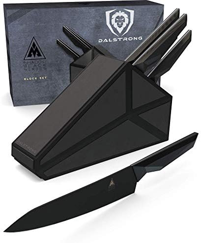 O conjunto de blocos de faca preto de 5 peças da sombra com o kit Whetstone Premium Dalstrong Premium - 6000/ 1000 Grit with Stand