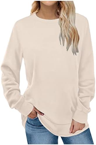 Camisas de pulôver de manga comprida para mulheres, moda feminina no pescoço redondo de manga longa de manga longa colorblock tops