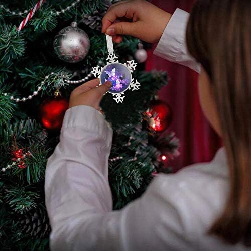 Udoosun noturno brilhante borboletas ornamentos de floco de neve personalizados decoração de árvore de Natal em aço inoxidável decoração