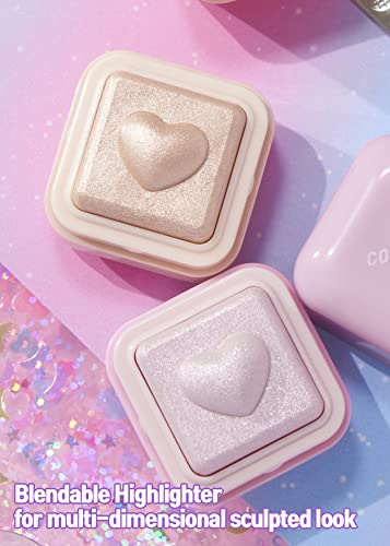 ColorGram Milk Bling HeartLighter 02 Pink Heart | Marcador versátil para destaque e contorno, brilho macio e natural