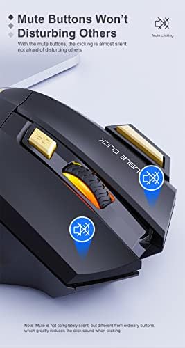 Ueme Wireless Gaming Mouse, USB2.4G +Bluetooth, ratos sem fio Bluetooth, com efeito óptico luminoso de 7 cores