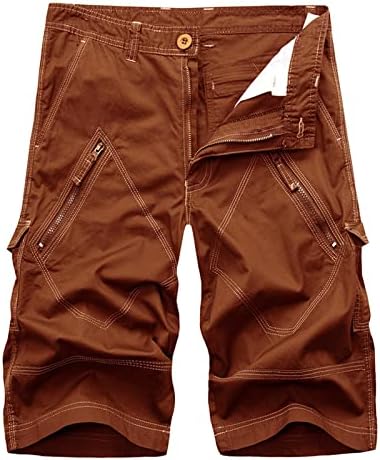 Mens shorts curtos, shorts de carga masculinos soltos leves de caminhada respirável com bolso tático multi -bolso