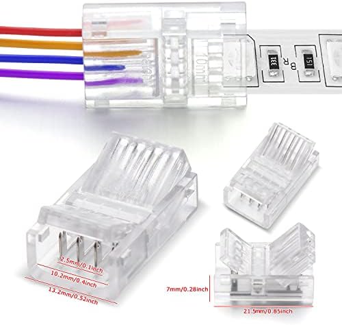 20pcs 4 pinos 10mm RGB LED LIGH TIPA CONEXTORES DE TRANSPORTE PARA OS LED CONECTOR rápido Extensão do LED, conectores de adaptadores