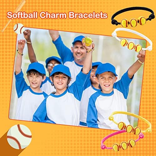 20 Pack Softball Bracelet Party Favors Biço de softball amarelo Bracelets de amizade Bracelets de pulseira ajustável Presentes