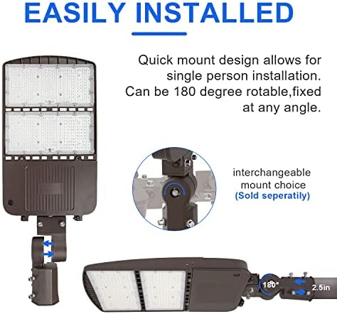 Luzes de estacionamento LED 300W LED 42000LM Comercial ao ar livre Luz de rua 5700k LED LED LED LUZ, MONTAGEM DE MONTAÇÃO IP65, 100-277V AC UL & DLC Listado