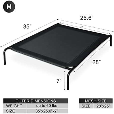 Cama de cachorro elevada médio briky, cama de berço de cachorro elevado ao ar livre, camas portáteis de estimação portáteis com malha lavável e resfriável