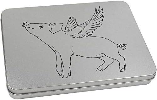 Azeeda 'Flying Pig' Metal Articled Stationery Tin / Storage Box