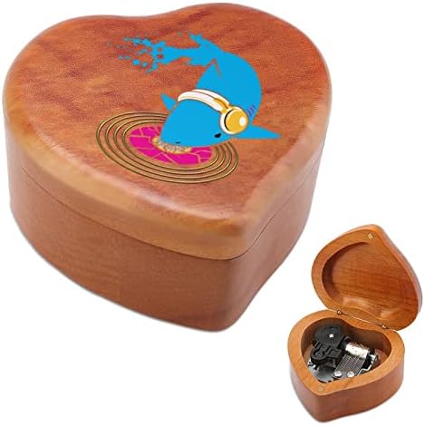 Music Shark Wood Music Box vintage Wind Up Boxes Musical Gift for Christmas Aniversário