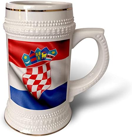 3drose CR Media - Ilustrações - Bandeira da Croácia acenando ao vento - 22oz de caneca
