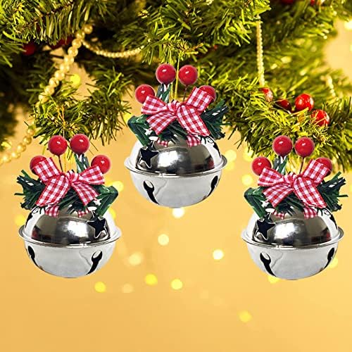 18 PCs Silver Christmas Bell Ornamentos, pingentes de campainha de árvore de Natal, campainhas feitas à mão, adequadas para decoração de árvores de Natal e decoração de guirlanda