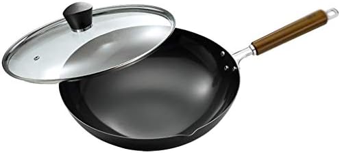 N/A Pote de ferro de 30 cm de saúde não revestida wok não-bastão fogão a gás Pan Cooker Universal