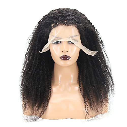 Cabelo em zigue -zague Afro Kinky Curly 13x6 Wigs frontal de renda Cabelo humano Para mulheres negras 4C Bordas