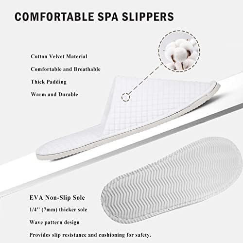 Flippers de spa Anmerl para homens e mulheres - chinelos de hotéis a granel premium - chinelos de hóspedes de algodão macio respirável - não deslizam, laváveis, reutilizáveis ​​- 10 pares