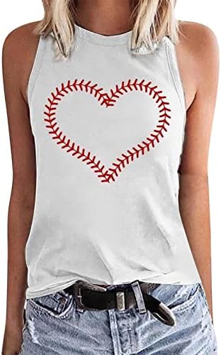 Amor feminino tanque de coração topo de beisebol camisa de impressão feminina feminina tanque de túnica floral túnica de túnica