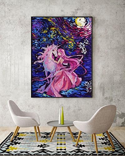 Uhomate Unicorn A última decoração de parede unicórnio Vincent van Gogh Starry Night Posters Home Canvas Arte da