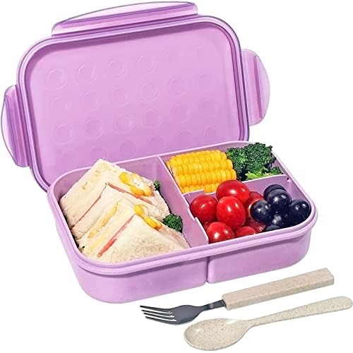 Bento Box, Bacxigo Bento lancheira para crianças e adultos, recipiente de almoço com garfo e colher, lancheira à prova de vazamento, microondas e lavador de louça Bento Boxes, Box de Mom