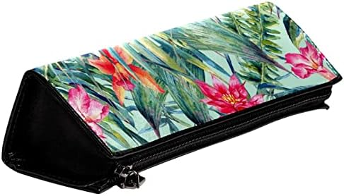 Bolsa de maquiagem tbouobt bolsa de bolsa cosmética bolsa bolsa com zíper, flor de folhas tropicais