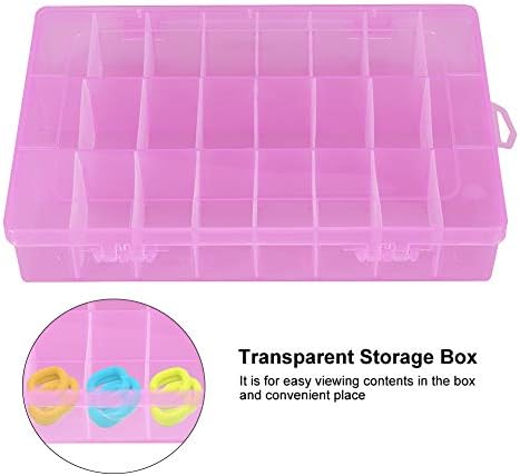 Armazenamento do organizador da caixa de jóias, 24 grades jóias de plástico recipiente de divisor ajustável Brincos destacáveis ​​Caixa de armazenamento