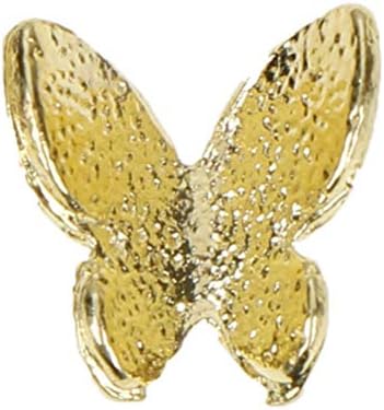 100 peças Gold Butterfly Acied Charms 3D Mini unhas Tip Metal Glitter Glitter Butterfly Decoração de Gold Ligal Crystal UNIFICADORES CARRENTES ENTERNOS DIY Acessórios de unhas para mulheres （8 x 7,5 mm）