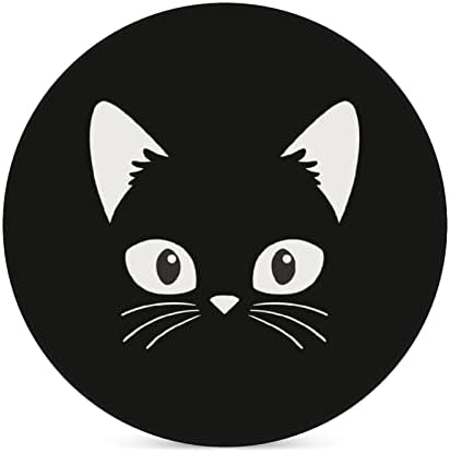 Coasters de gatos pretos para bebidas de 4 polegadas de 4 polegadas de diatomita de cerâmica com base de cortiça, proteção de mesa, adequada para mesas de jantar, mesas, restaurantes, cafés