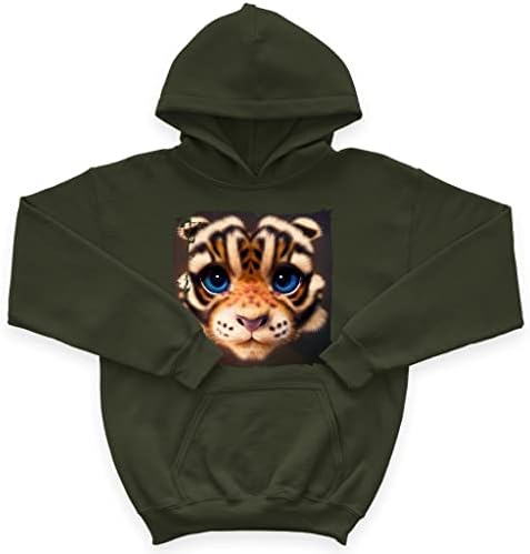 Kawaii Animal Kids 'Sponge Fleece Hoodie - Hoodie para crianças com estampa tigre - capuz de design legal para crianças