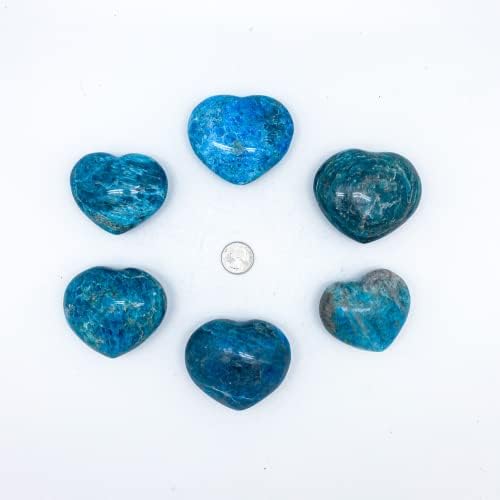 Coleção de mineralista Azul Apatite Heart Palm Stone, presentes do dia dos namorados para ela, 2,5-3 polegadas.