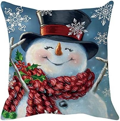 Capas de travesseiro de arremesso de Natal de Akabsh 17,8 x 18, jogue a tampa do travesseiro para casas de almofada de cadeira de sofá -cama, jogue a tampa do travesseiro para camas de almofada de cadeira de sofá, travesseiro em casa no boneco de neve para cama para cama