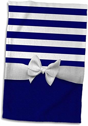 3d rosa náutico listras azul marinho faux fita branca arco gráfico elegante marinheiro elegante toalha elegante, 15 x 22, multicolor