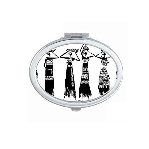 Vestidos de África Pritiva Aborígine Totems pretos espelhos portátil dobra maquiagem de mão dupla óculos laterais
