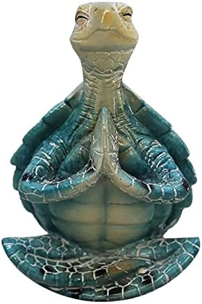 Decoração de casa de meditação de tartaruga marinha do mar, tartaruga marinha de tartaruga marinha de tartaruga figura meditando decoração de casa de praia costeira, esculturas de tartarugas marinhas para decorações de escritório em casa