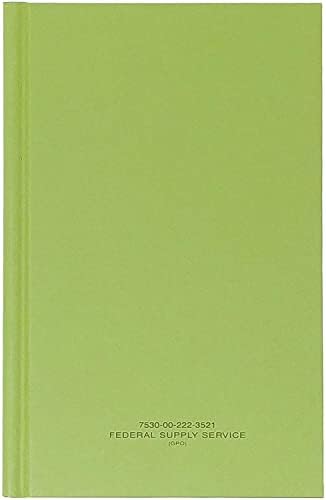 Livro de registro militar verde, livro de registros, livro de memorando, 8 x 10-1/2 Livro de log verde NSN 7530-00-222-3525