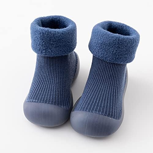 Sapatos de meia de criança infantil sapatos de borracha macia sola de algodão respirável primeiro sapatos de caminhada anti-deslizamento
