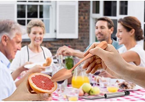 6 PCs Colher de toranja com bordas serrilhadas para frutas cítricas e sobremesa, aço inoxidável, ouro rosa.