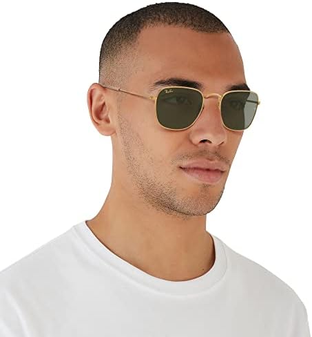 Óculos de sol Ray-Ban Unissex moldura de ouro, lentes verdes, 51 mm