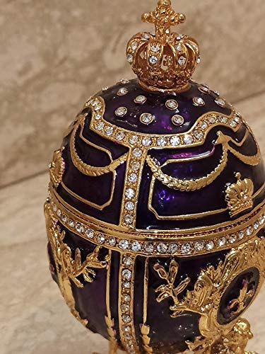 Royal roxo fabergé ovo 24 kgold 4ct colecionadores ovo jóias russo caixa de jóias faberge ovo buginket caixa decorada com diamantes