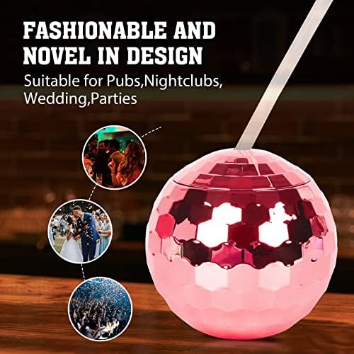 Besudo Disco Ball Cups 1 PC com tampa e palha - [20 onças] - Disco Ball Tumbler Disco Flash Ball Cocktail Cup com tampa