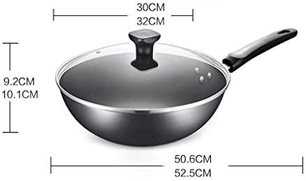 Gydcg wok sem revestimento wok pan pan de fundo liso wok vasos de ferro feitos à mão adequados para panela de indução, gás elétrico