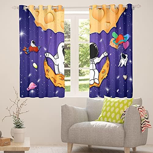 EROSEBRIDAL ASTRONAUS CORTINAS PARA CRIANÇAS MENINAS MENINAS SPACE PLANETO SPACE PLANETA TRATAMENTOS DE JANEIRA, CORTINAS